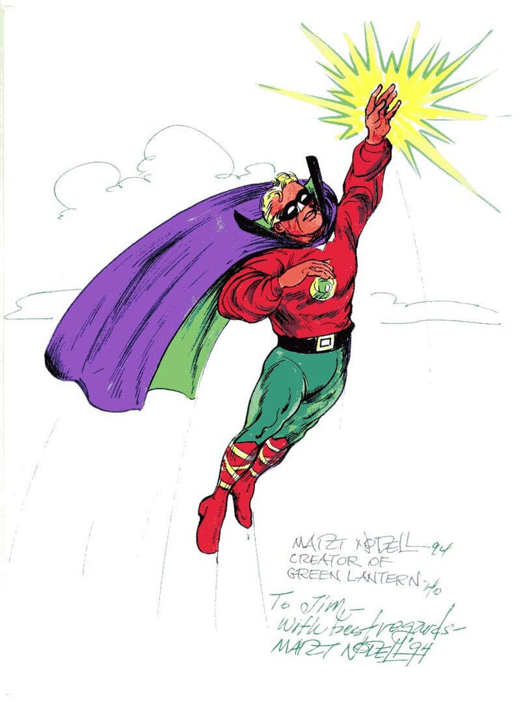 Martin Nodell Signed Golden Age Green Lantern Picture - 1994 - Vintage