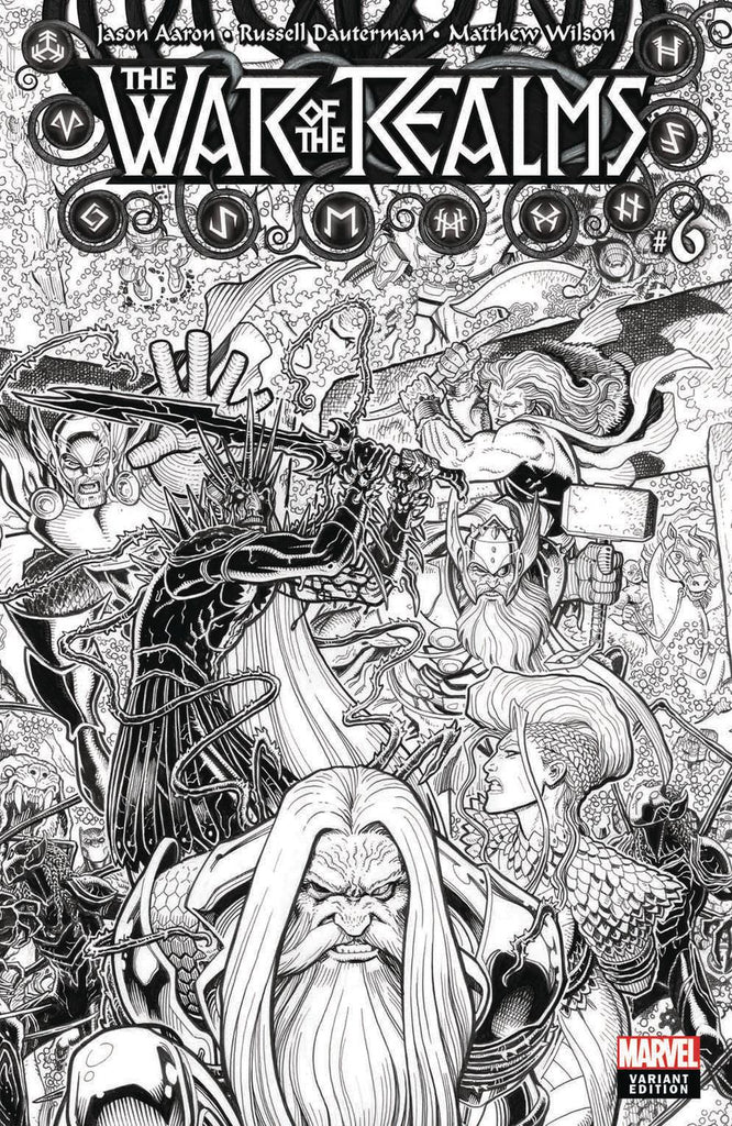 War of the Realms #6 1/200 Arthur Adams Black & White Variant (Marvel, 2019)