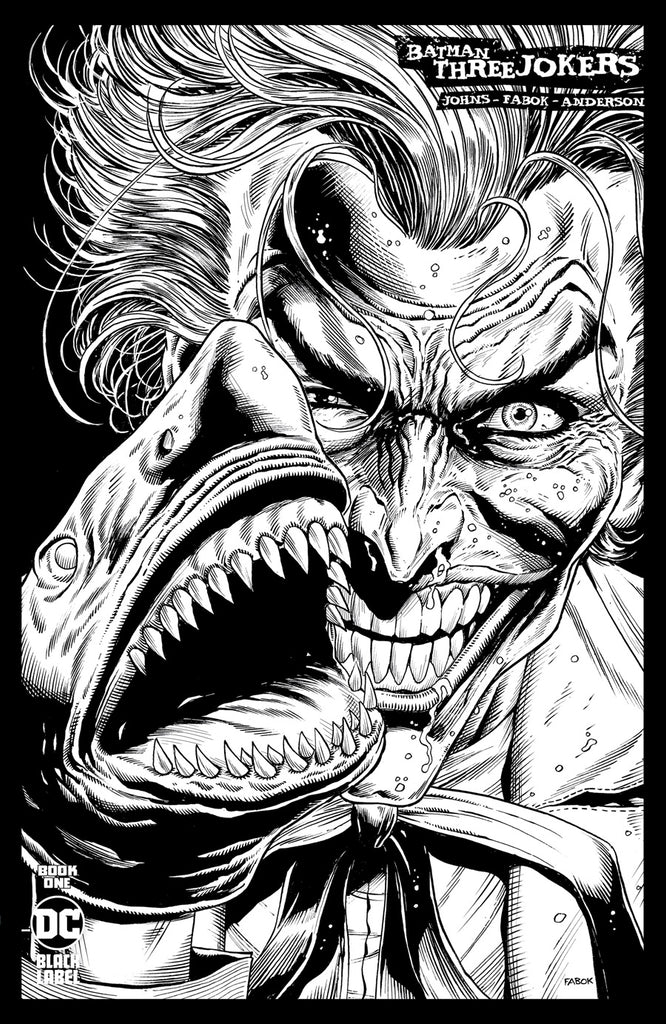 Batman Three Jokers #1 1/25 Second Printing Jason Fabok Joker Shark Black & White Variant (DC, 2020)
