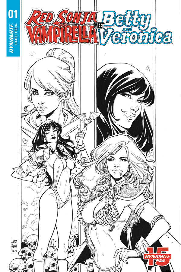 Red Sonja & Vampirella Meet Betty & Veronica #1 1/20 Laura Braga Black & White Variant (Dynamite, 2019)