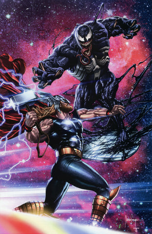 Thor #27 Mico Suayan Big Time Collectibles Exclusive Thor vs Venom Virgin Art Variant (Marvel, 2022) - 1 of 1000