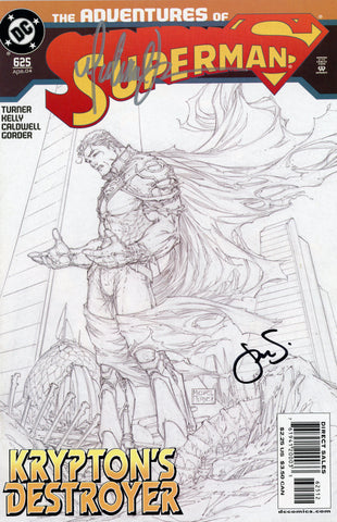 Adventures of Superman #625 Michael Turner Second Printing Sketch Variant (DC, 2004) - Signed 2x
