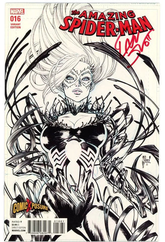 Amazing Spider-Man #16 Guillem March Black & White ComicXPosure Exclusive Variant (Marvel, 2016) - Signed