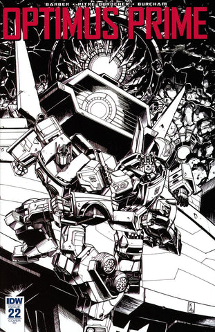 Optimus Prime #22 1/10 Kei Zama Black & White Variant (IDW, 2018)