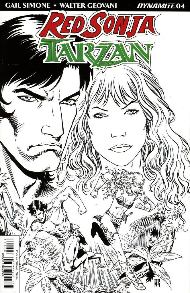 Red Sonja / Tarzan #4 1/10 Walter Geovani Black & White Variant