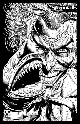 Batman Three Jokers #1 1/25 Second Printing Jason Fabok Joker Shark Black & White Variant (DC, 2020)
