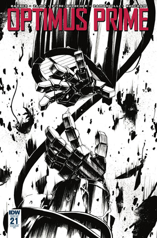 Optimus Prime #21 1/10 Kei Zama Black & White Variant (IDW, 2018)