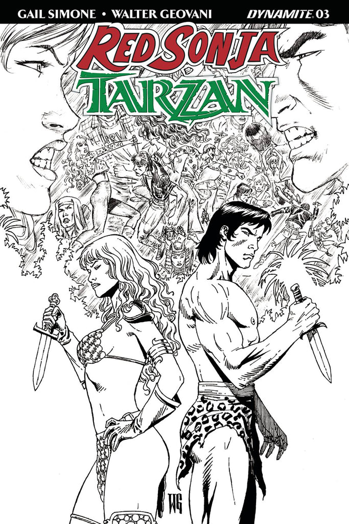Red Sonja / Tarzan #3 1/10 Walter Geovani Black & White Variant