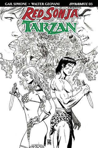 Red Sonja / Tarzan #3 1/10 Walter Geovani Black & White Variant
