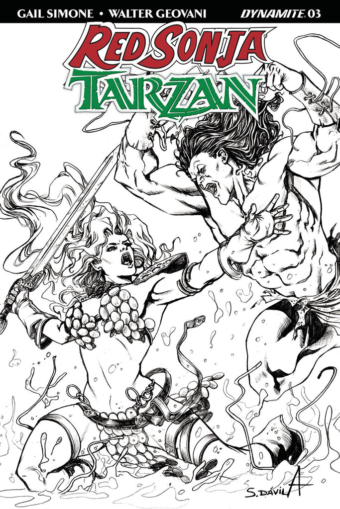 Red Sonja / Tarzan #3 1/20 Sergio Davila Black & White Variant