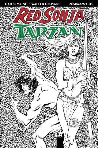 Red Sonja / Tarzan #3 1/30 Aaron Lopresti Black & White Variant