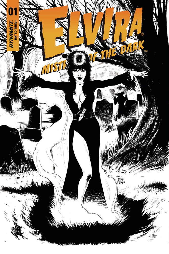 Elvira Mistress Of Dark #1 1/10 Craig Cermak Black & White Variant