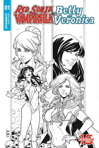 Red Sonja & Vampirella Meet Betty & Veronica #1 1/20 Laura Braga Black & White Variant (Dynamite, 2019)