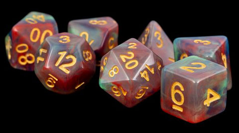 16mm Resin Flash Dice Poly Set: Pearl Swirl (7)