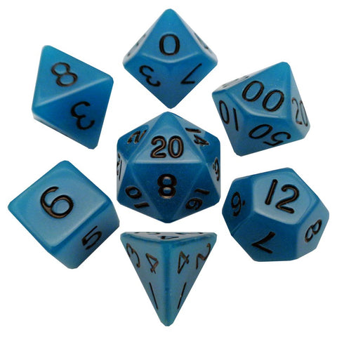 16mm Resin Flash Dice Poly Set: Blue Glow (7)